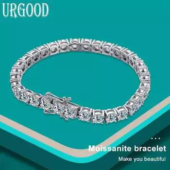 D VVS1 Теннисный браслет из муассанита, оригинальный S925, серебро, белое золото 18 карат, с браслетами для женщин и мужчин 3mm 19cm&All moissanite белого золота