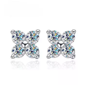 D VVS1 круглые серьги-гвоздики с муассанитом для женщин и мужчин, 4 камня, классические серьги из стерлингового серебра 925 пробы с GRA, подарочные ювелирные изделия