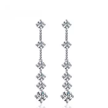 D VVS1 Серьги-капли с муассанитом, стерлинговое серебро S925, сертифицированные GRA, свадебные длинные серьги с кисточками и бриллиантами для женщин