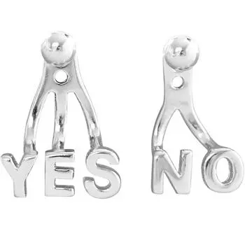 ДА ИЛИ НЕТ Асимметричные серьги женские корейская версия личность темперамент интернет-знаменитость английский алфавит серьги аксессуары