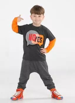 Да Нет Антрацитовый комплект из мешковатых брюк и футболки