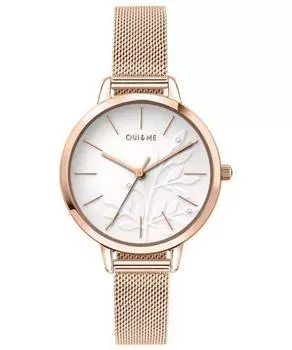 Да & Я Флеретт Белый Циферблат Розовое Золото Тон Нержавеющая Сталь Кварцевые ME010134 Женские Часы