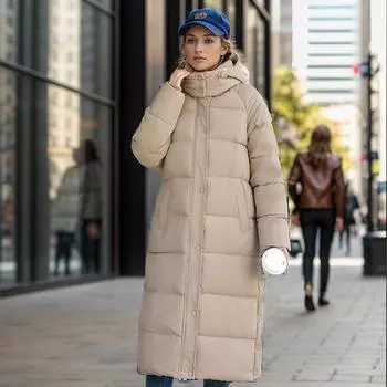 Да здравствует куртка-шляпа для женщин. Длинная куртка-стёганая от колена до щиколотки. Зимняя утеплённая куртка. M