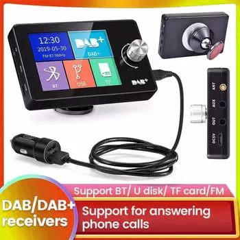 DAB+ Автомобильный цифровой радиоприемник FM BT SD TF MP3-плеер 2,8-дюймовый экран DAB для европейского автомобильного аудиосигнала вещания телефонного звонка
