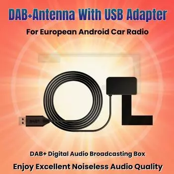DAB/DAB+ Автомобильная радиостанция Головное устройство Антенна Крепление на лобовое стекло USB-разъем Прием сигнала Европа DAB DAB+ Приемник сигнала