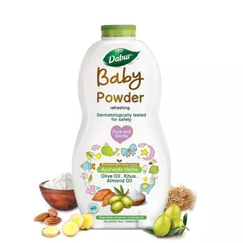 Dabur Baby Powder: Talc and Asbestos Free | With Oat Starch, Arrowroot Powder & Amba Haldi | Hypoallergenic & Dermatologically Tested- Pack of 150 g