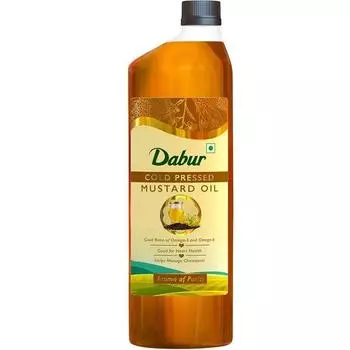 Dabur Cold Pressed Mustard Oil 1L | Healthy Cooking Oil | Goodness of Omega 3 & 6 | Perfect blend of Health, Taste & Aroma