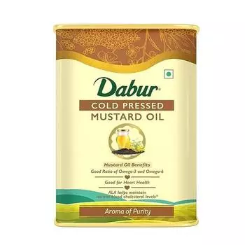 Dabur Cold Pressed Mustard Oil | Healthy Cooking Oil | Goodness of Omega 3 & 6 | Perfect blend of Health, Taste & Aroma