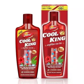 Dabur Масло для волос Cool King Thanda Tel - 270 мл | Сила 11 аюрведических трав | Освежающий охлаждающий эффект | Снимает головную боль, усталость, бессонницу