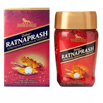 Dabur Ratnaprash Чаванпраш - 450 г, на все времена года, комплексный тоник для здоровья всей семьи, красный