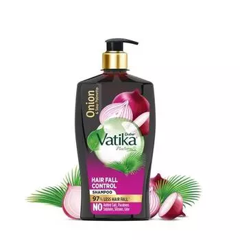 Dabur Шампунь Vatika Onion Hair Fall Control - 1 л | Уменьшение выпадения волос до 97% I с луком и пальмой сереноа | Обогащен витамином Е