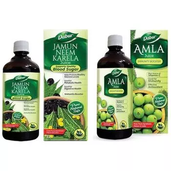 Dabur Сок Джамун Ним Карела - 1 л и сок Дабур Амла - 1 л КОМБО