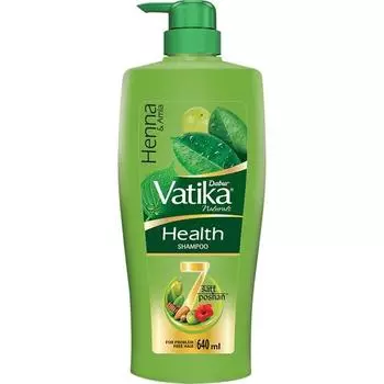 Dabur Шампунь Vatika Health - 640 мл | С 7 натуральными ингредиентами | Для гладких, блестящих и напитанных волос | Восстанавливает поврежденные волосы | Для всех типов волос