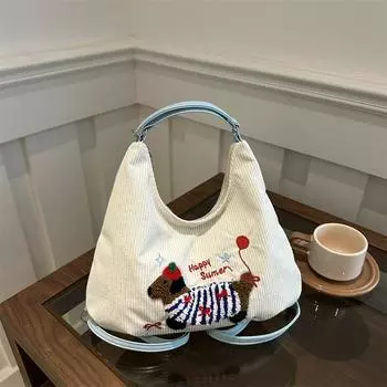 Dachshund Canvas Backpack Women 2025 New Trendy Fashion Multifunctional Backpack Casual Versatile Underarm Tote Bag белый