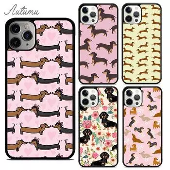 Dachshund Doxie Flower Dog Puppy Phone Case for iPhone 11 12 13 14 Pro Max mini XR XS SE 2020 6S 7 8 Plus Samsung S21 S22 Cover iPhone 6plus