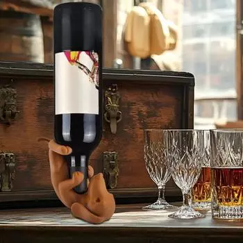 Dachshund Wine Bottle Holder PLA Dog Figurine Beer Bottle Display Stand Organizer Rack коричневый