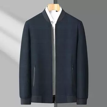 Весенняя и осенняя куртка для папы Новая клетчатая куртка Мужская повседневная осенняя куртка Одежда для мужчин среднего и пожилого возраста M