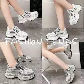 Dad shoes 2025 new spring thick-soled heightened, small, light and versatile casual sports shoes for women 35