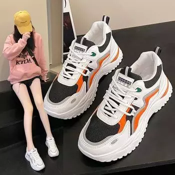 Dad shoes children 2024 winter new muffin soft bottom mesh breathable lace color matching women s lightweight running shoes 35 синий