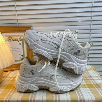 Обувь для папы, женская, летняя, нишевая, студенческая, повседневная, универсальная, спортивная, дышащая, кроссовки для бега Tide 36 белый