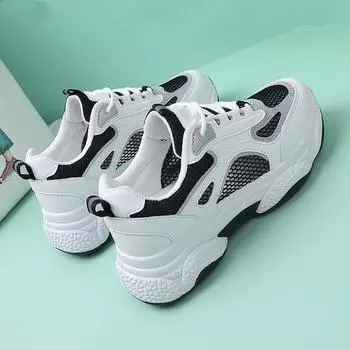 Dad Shoes Girl 2025 New Summer Thin Mesh Shoes Breathable Mesh Shoes Casual Sneakers Versatile Little White Shoes 35 белый
