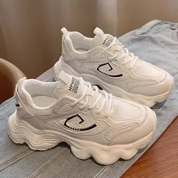 Dad Shoes Ins модные новые летние сетчатые дышащие толстые кожаные легкие повседневные кроссовки для женщин 35