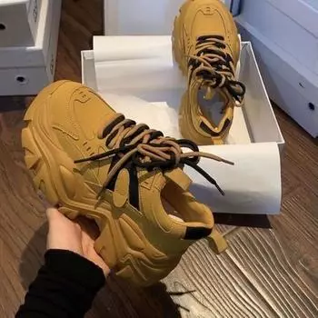 Dad Shoes Ins Модные осенние тонкие туфли женские на платформе Elevator Wild Casual Sneaker 35