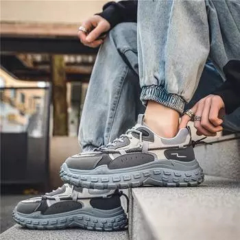 Dad shoes men s new spring and autumn breathable mesh casual height increase running student tire sole sports trendy shoes 39