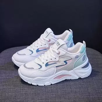 Dad Shoes Women s Ins Fashionable Spring and Autumn New Mesh Shoes Breathable Versatile Casual White Sports Women s Shoes 35 белый