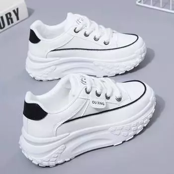 Dad shoes women s ins tide 2024 autumn new versatile thick-soled heightening running casual leather breathable sneakers 35 красный