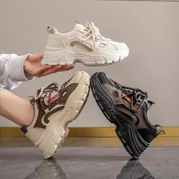 Dad shoes women s ins tide 2024 spring new thick-soled sports versatile light explosion increase casual white shoes 35