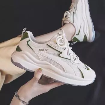 Dad Shoes Women s Ins Trendy Spring and Summer New White Shoes Mesh Surface Platform Breathable Casual Sneaker 35 серый