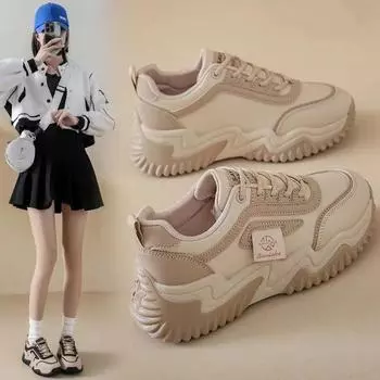 Обувь для папы, женская, новая, весна и осень, повседневная женская обувь, толстая подошва, студенческие туфли, маленькие дикие кроссовки 35