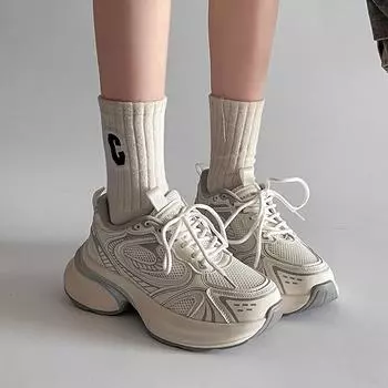 Dad shoes women s new spring small lightweight German training shoes show high platform versatile breathable sports and leisure shoes 35 белый