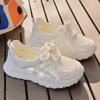 Dad shoes women s new student mesh breathable sports shoes versatile casual lace-up white shoes 35