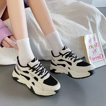 Dad shoes women s new women s shoes versatile sports and leisure shoes spring Forrest Gump shoes children breathable thick sole fashion and leisure 35 чёрный