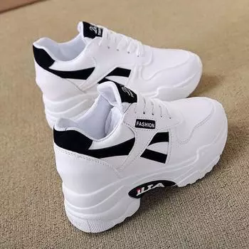 Dad shoes women s shoes 2024 new spring and autumn mesh breathable casual sports shoes versatile platform summer white shoes 35 чёрный