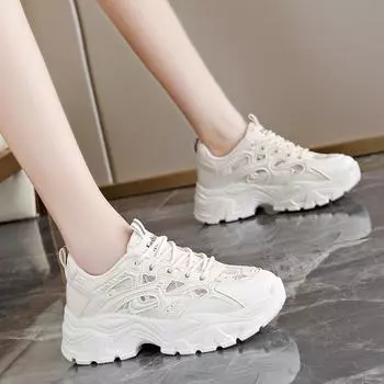 Dad shoes women s shoes 2024 new summer fashion versatile mesh shoes breathable explosion platform white shoes sports shoes 35 белый