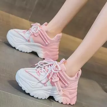 Dad shoes women s shoes 2025 spring new thick-soled height increase super fire explosion sports Xiaobai summer breathable mesh 35