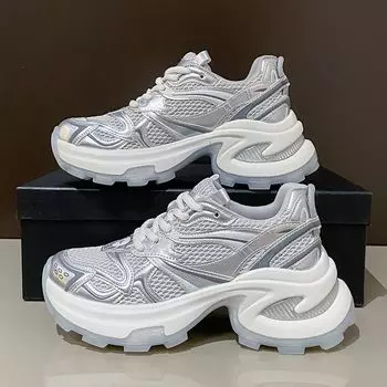 Dad shoes women s spring and autumn new little white shoes women s height-increasing mesh breathable casual sports shoes 35