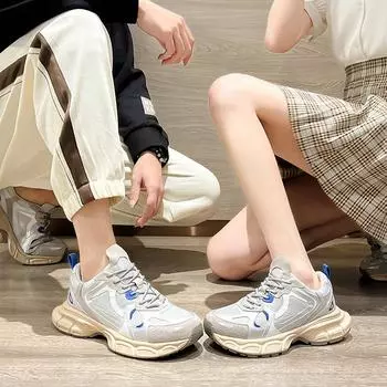 Обувь для папы, женская, весна-лето, новая, дышащая, сетчатая, повседневная, для пар, большие размеры, женская обувь, кроссовки с толстой подошвой для мужчин 35