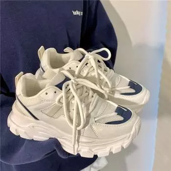 Обувь для папы, женская, весна-лето, новая, дышащая, толстая, сетка, тонкие, модные, для маленьких ног 35 синий