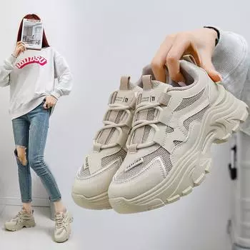 Обувь для папы, женская весенняя новая модная обувь в корейском стиле, студенческая модная обувь, кроссовки для отдыха на толстой подошве с увеличенной подошвой Qrj05 35