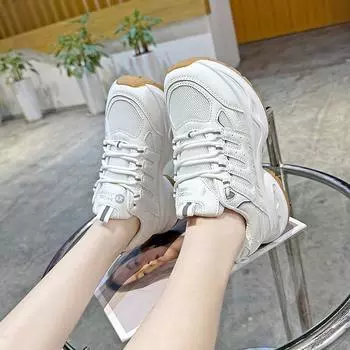 Обувь для папы, женская, весенняя, новая, универсальная, студенческая, на толстой подошве, женская повседневная обувь, дышащая, женская обувь G 35 белый