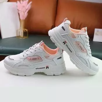 Dad Shoes Женская весенне-летняя новая универсальная повседневная обувь с подъёмным дном Ins Fashion Mesh Breathable Sneakers 35 розовый