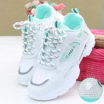Dad Shoes Женские летние дышащие сетчатые кроссовки с вырезами Ins Модные универсальные весенне-летние женские кроссовки Повседневные кроссовки 35 зелёный