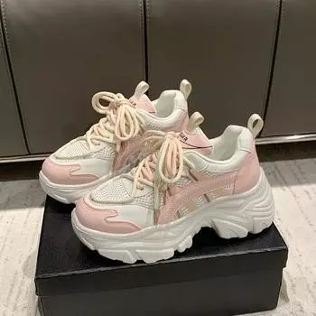 Dad Shoes Женские новые модные кроссовки на платформе в стиле ретро на шнуровке, увеличивающие рост 35