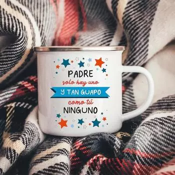 Папа, есть только один и ни один не похож на моего Кофе Чай Эмаль Кружка Пейте воду Оригинальные и забавные подарки на День отца Белая ручка Чашка 360ml