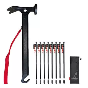DADAGUAI Peg Hammer Peg Hammer Set Hammer 8 30 см Многофункциональное туристическое снаряжение Кованый колышек Высокоуглеродистая сталь Светоотражающая веревка Включает сумку для хранения