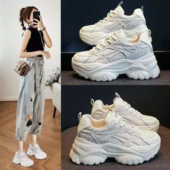Daddy shoes girl 2025 new spring and autumn black student versatile platform ins trendy sports and leisure women s shoes 35